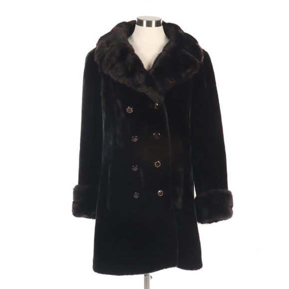 Borgazia Faux Fur Doble Breasted Jacket, Vintage - Picture 1 of 8